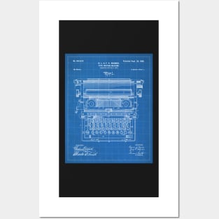 Typewriter Patent - Writer Editor Book Shop Decor Art - Blueprint Posters and Art